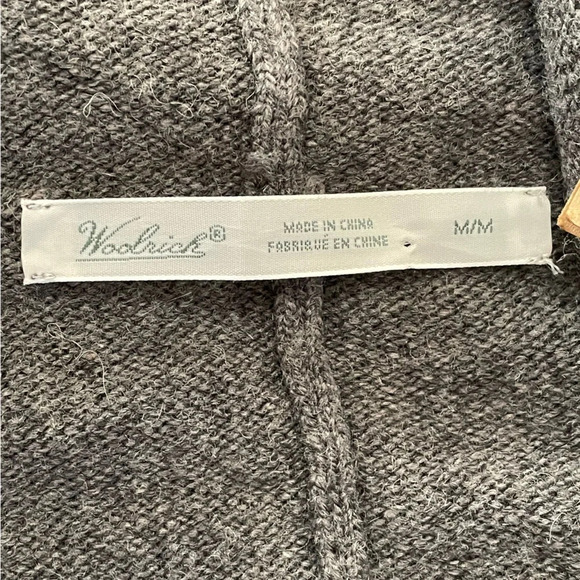 Woolrich Southwestern Cardigan Sweater Wool Blend Shawl Fringe Gray NWT Medium - Picture 9 of 15